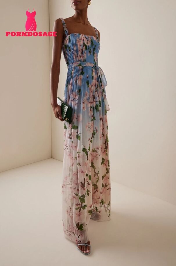 Floral Gradient Color Sleeveless Maxi Dress