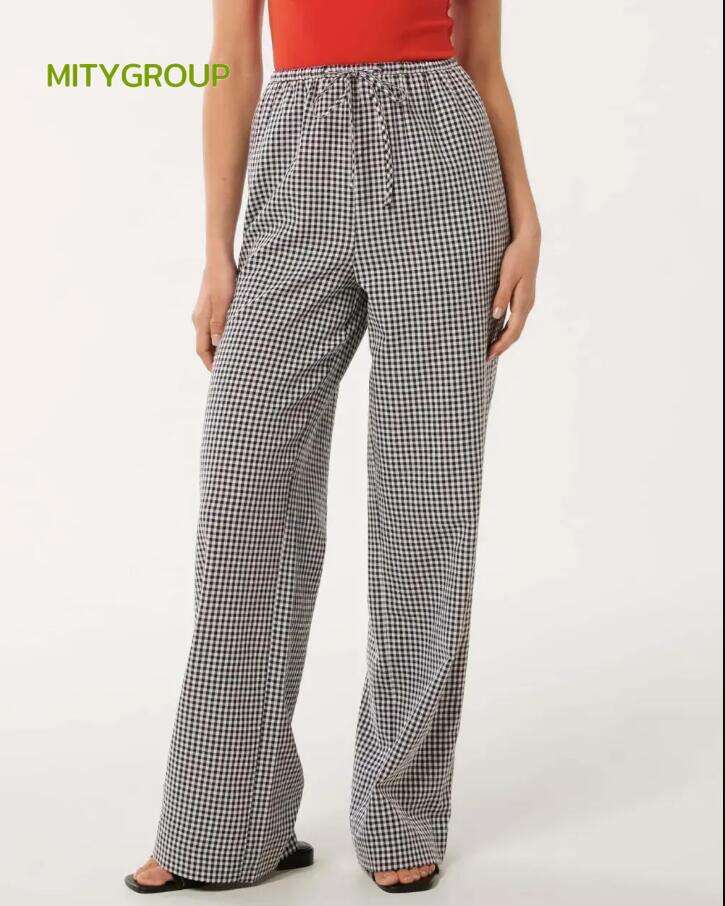 Gingham Wide Leg Pant