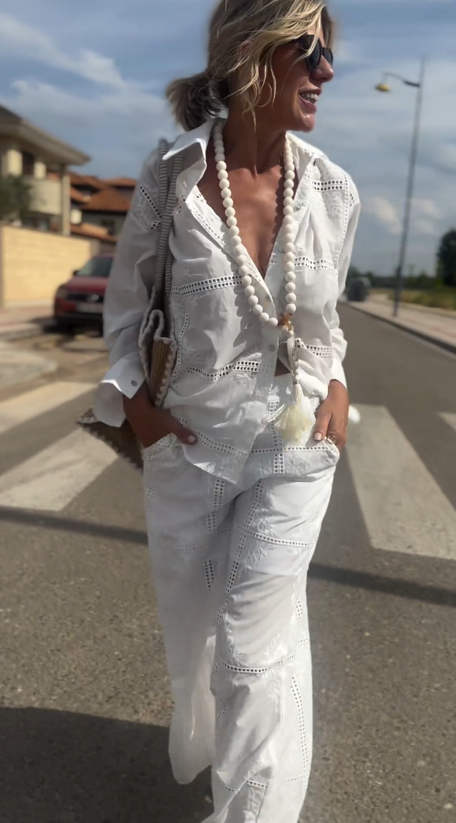 Summer Elegant Eyelet Oversized 2 Piece Sets