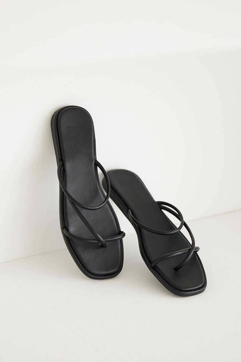 Strappy Sliders in Black