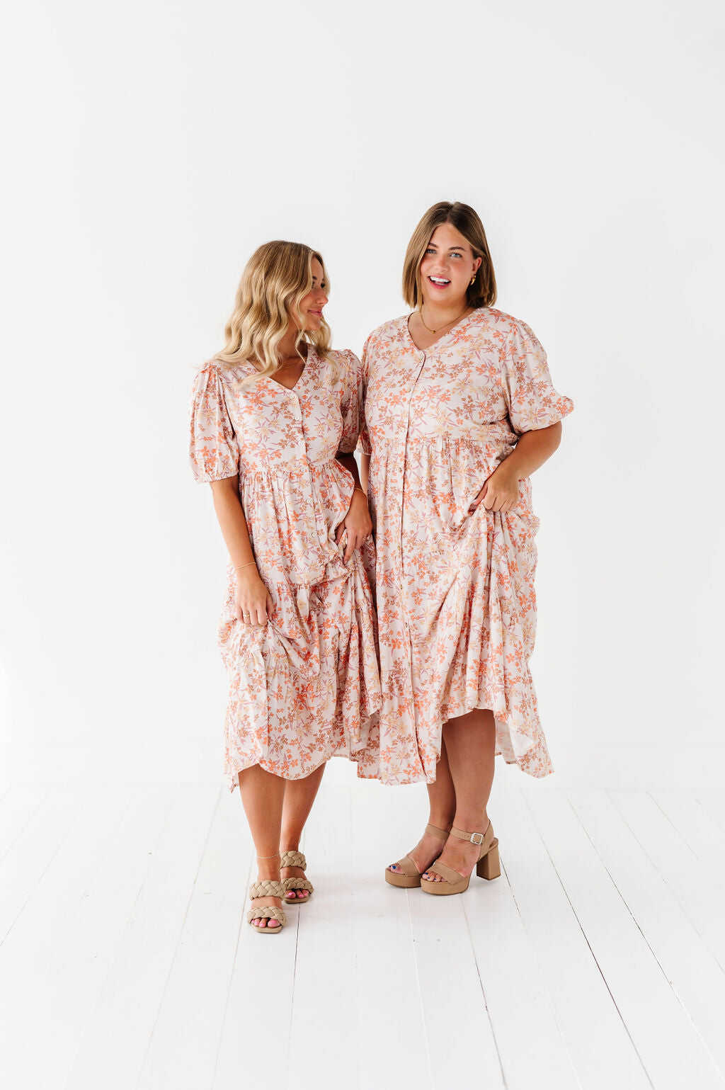 Fiona Floral Dress in Cream Multi - Size 2X, 3X, & 4X Left