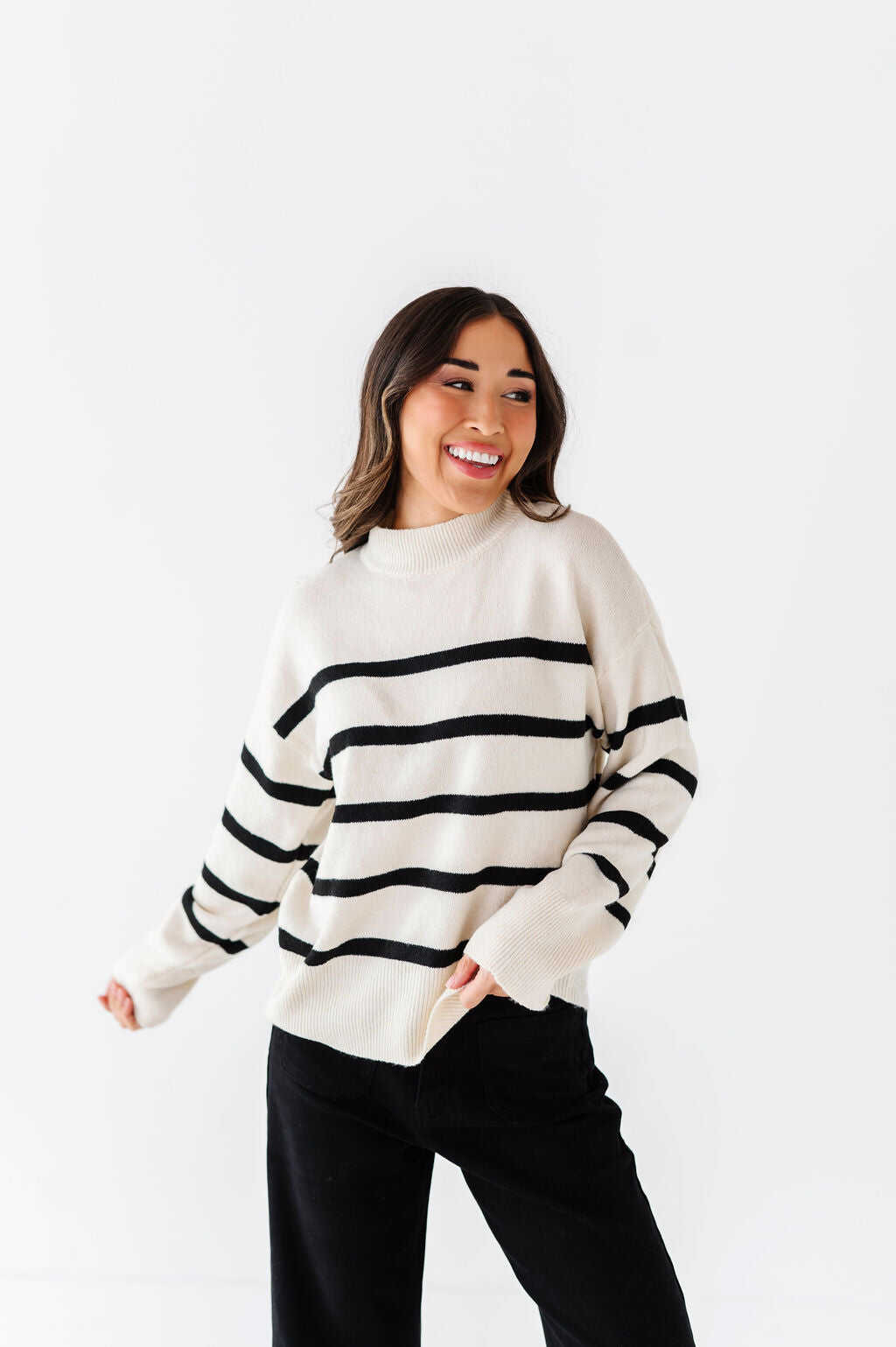 Ashton Striped Sweater in Cream