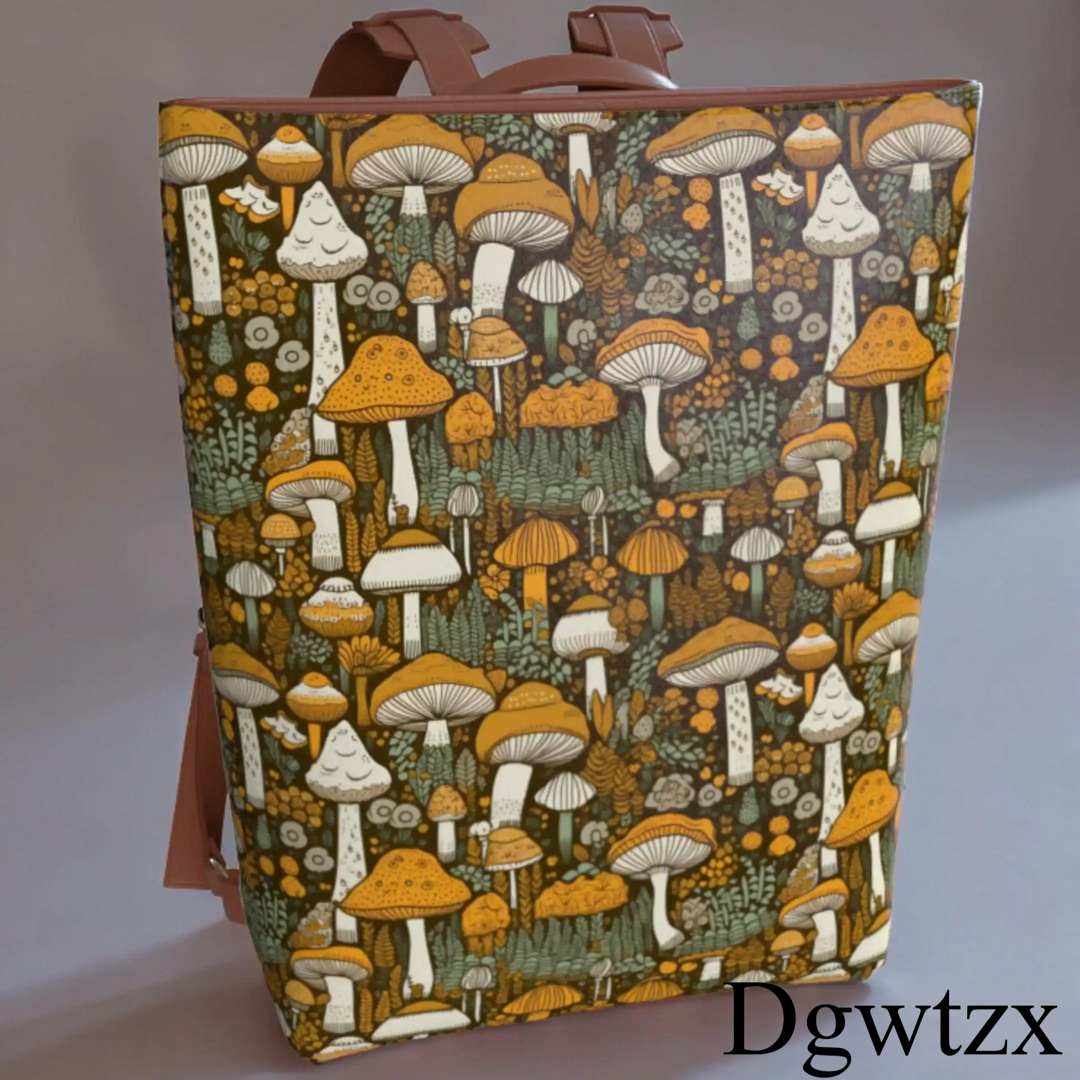 Vegan Leather Backpack, Mushroom Meadow