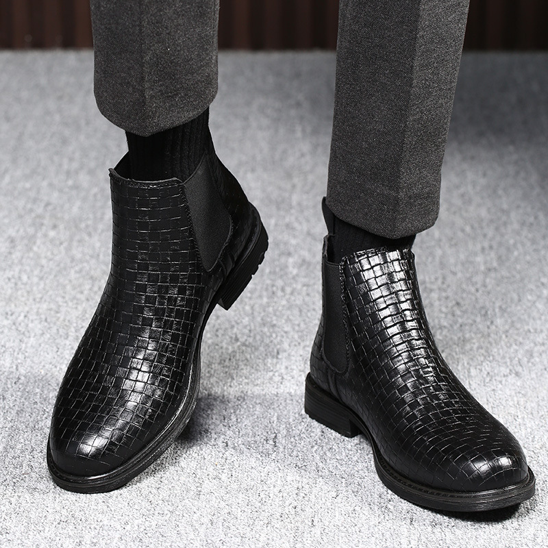 Men's Comfortable and Lightweight Crocodile-Patterned Chelsea Boots