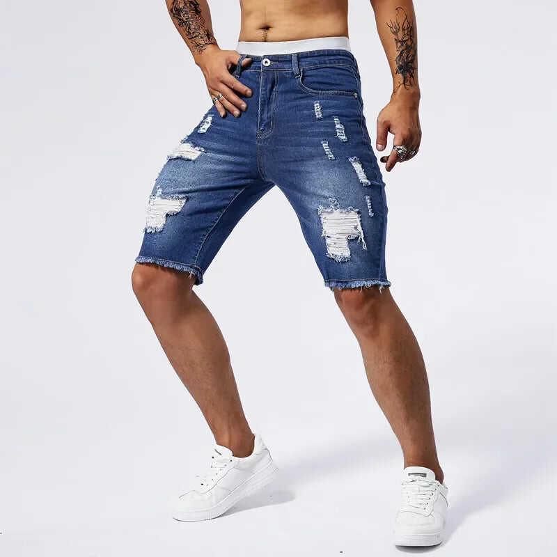 BREAKCUT DENIM SHORTS