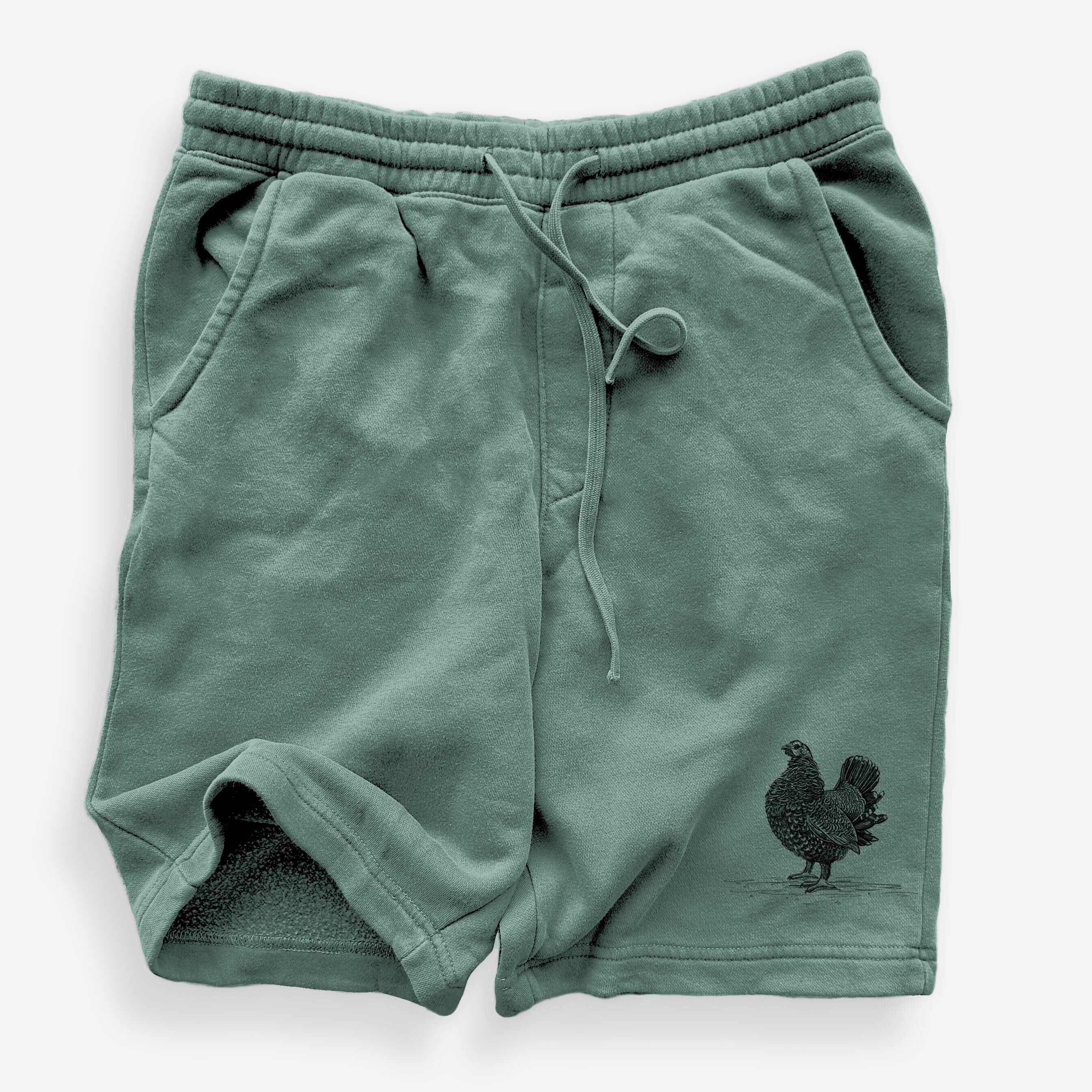 Male Spruce Grouse - Canachites canadensis - Unisex Pigment Dyed Shorts