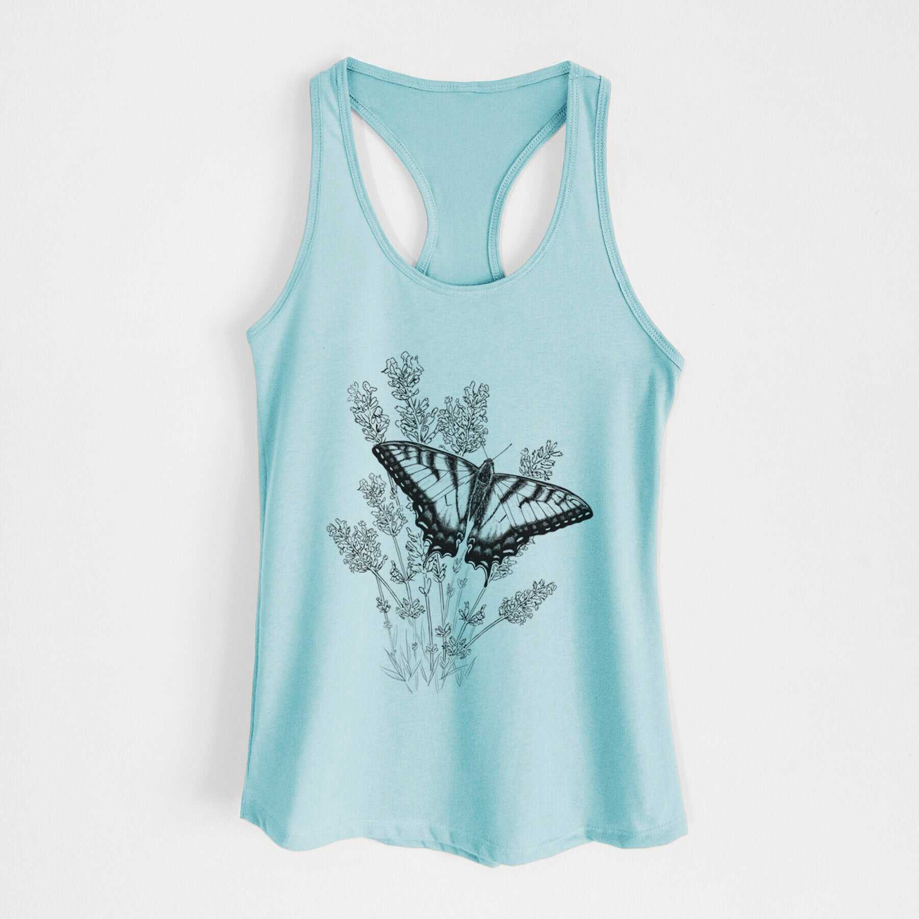 Eastern Tiger Swallowtail with Lavender - Women's Racerback Tanktop