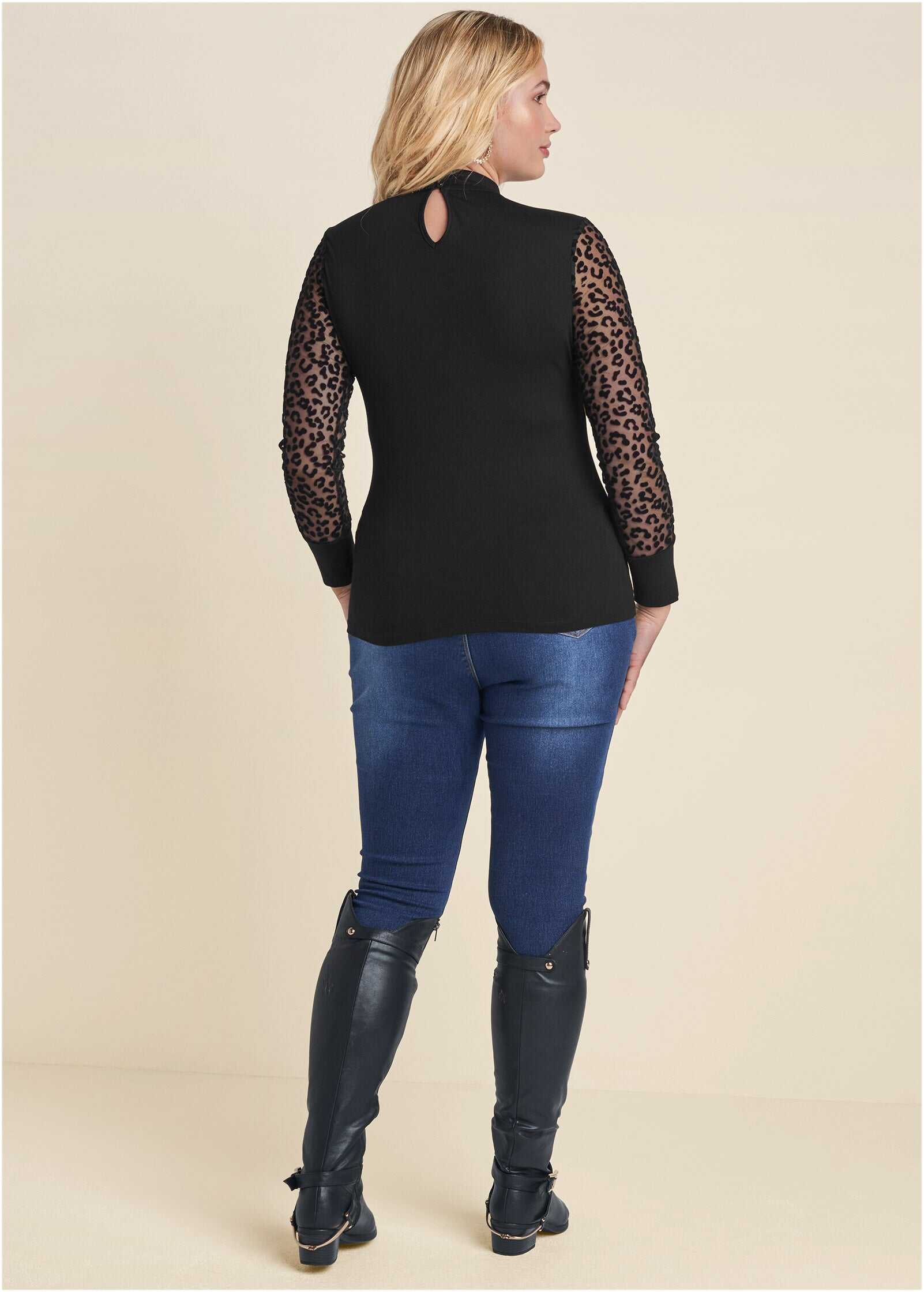Mesh Detail Top - Black