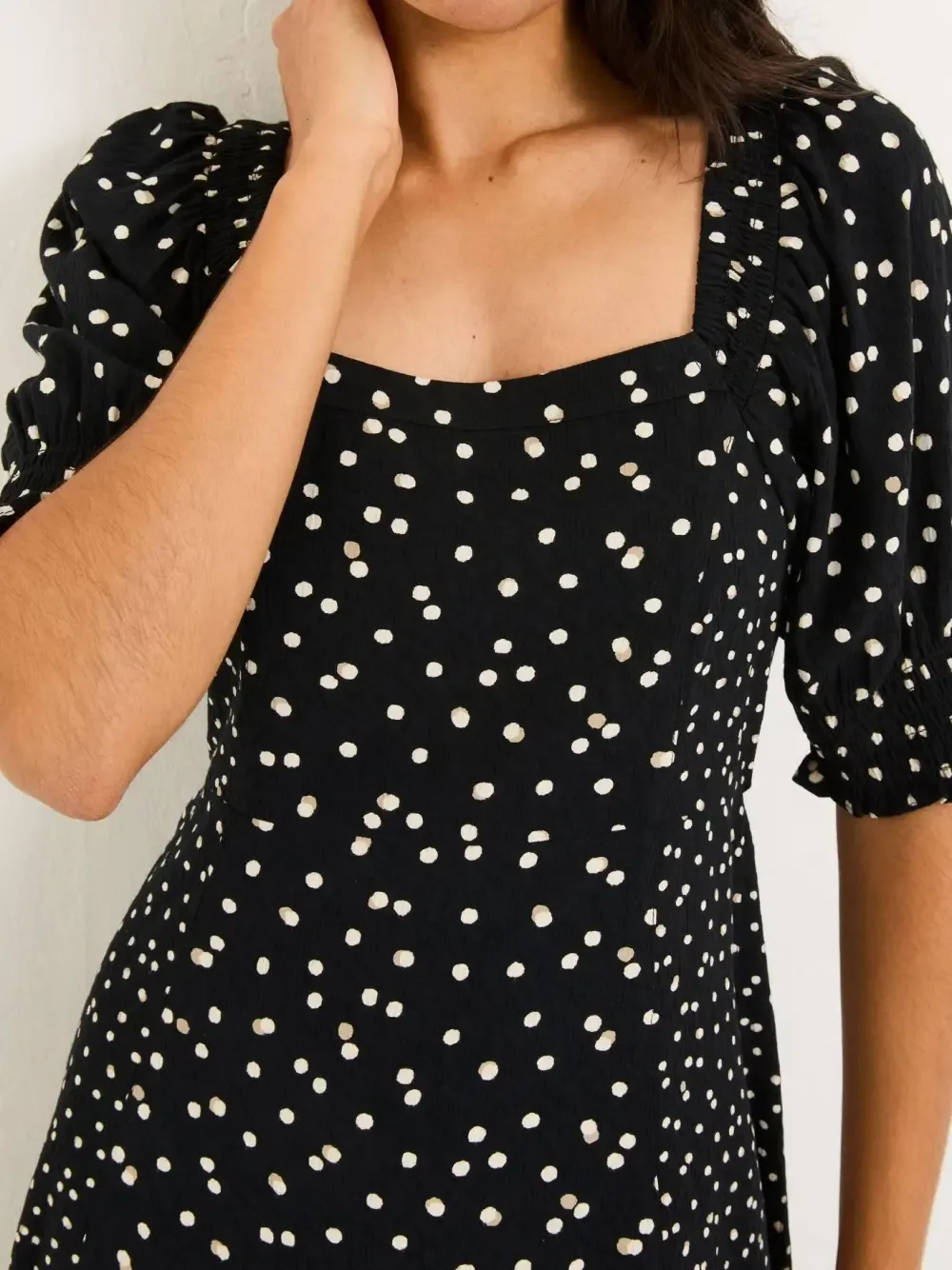 Black Floral Milkmaid Midi Dress