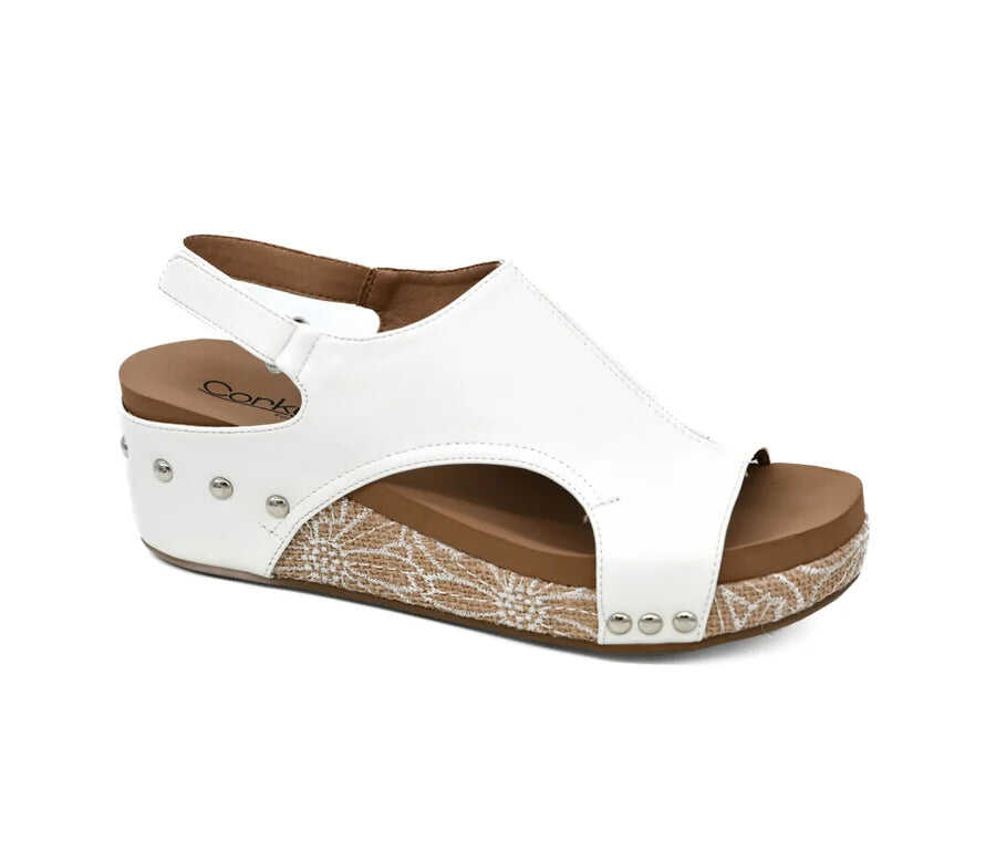 CORKYS Volta II White Floral Wedge Sandal sz 9 FINAL SALE