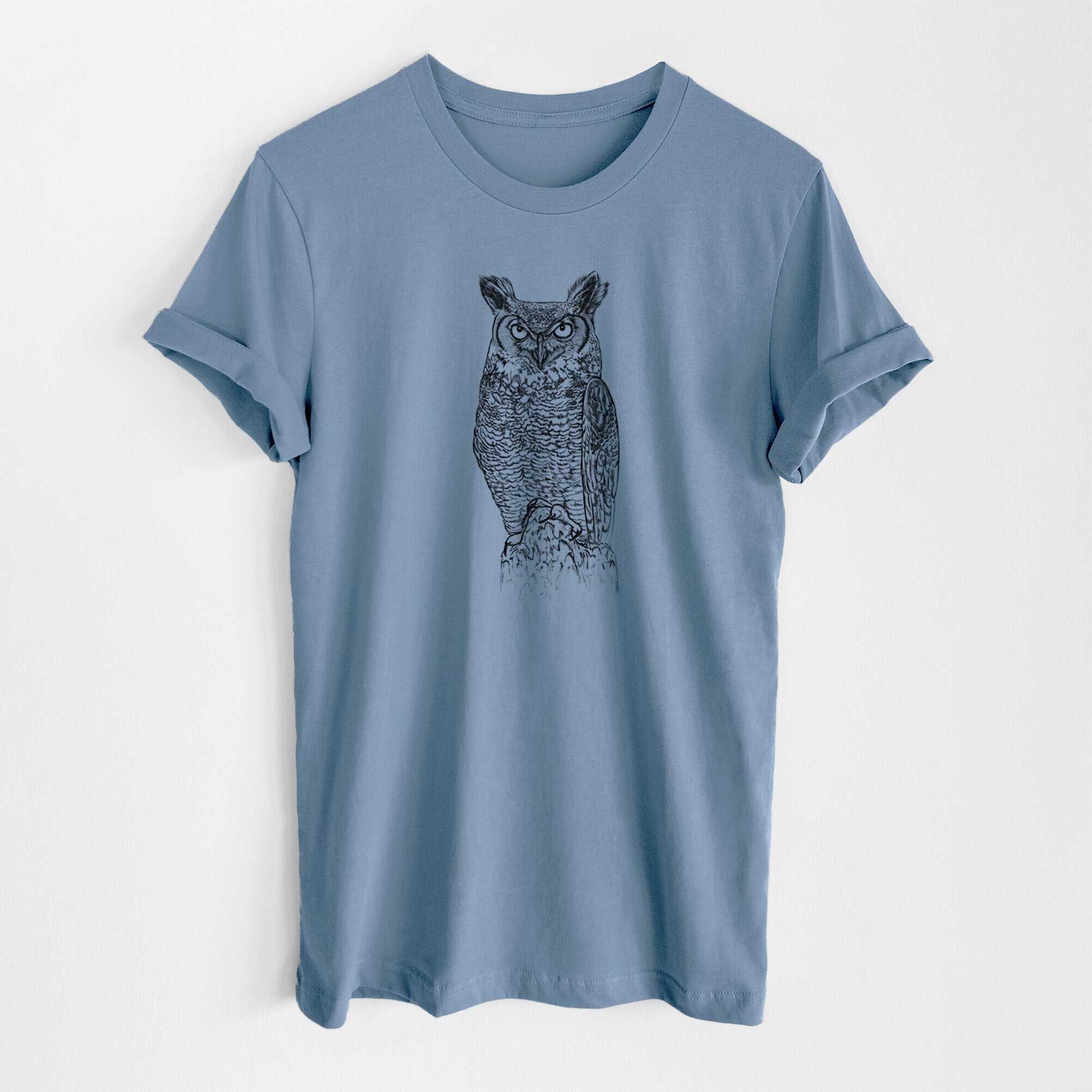 Bubo virginianus - Great Horned Owl - Lightweight 100% Cotton Unisex Crewneck