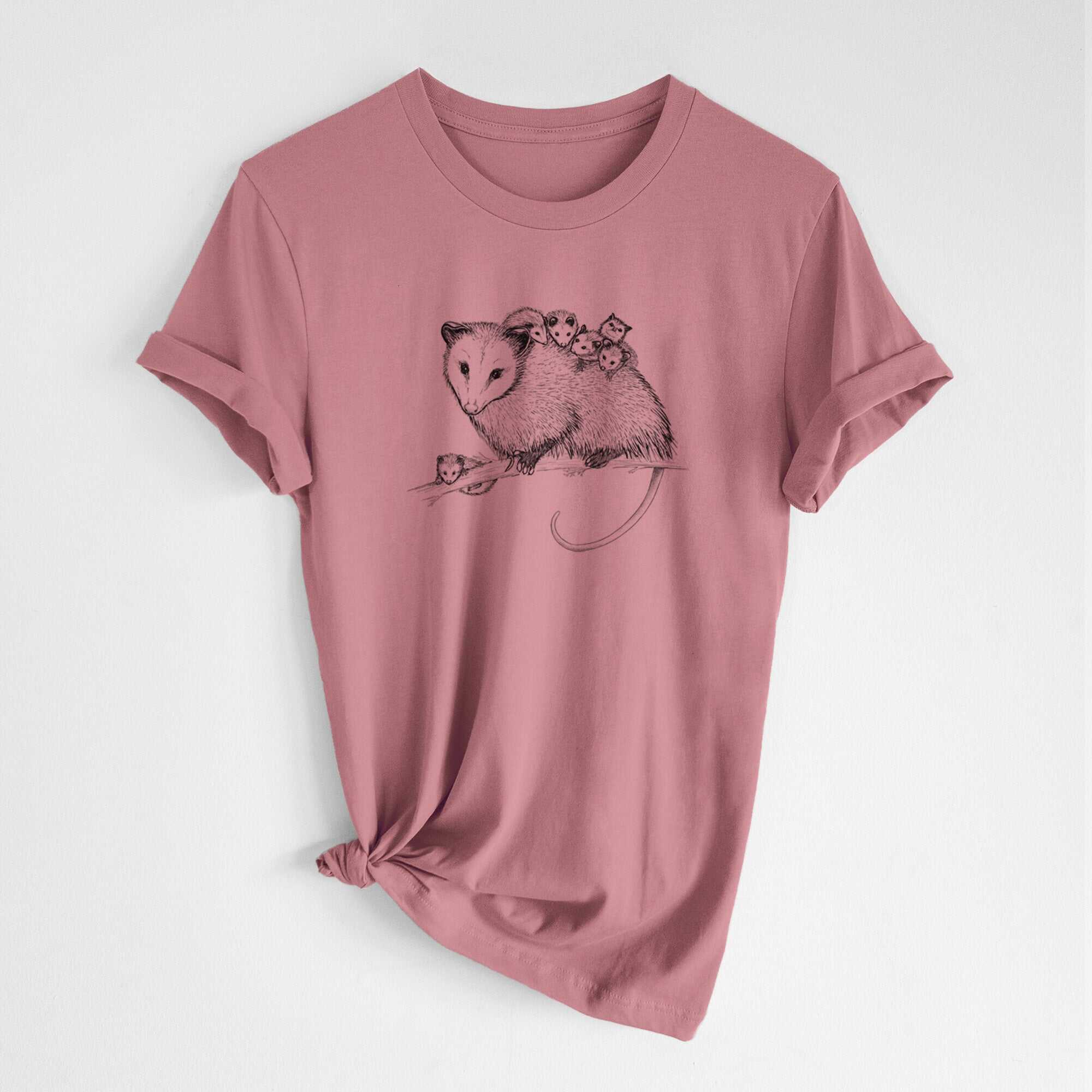 Mama Opossum with Babies - Lightweight 100% Cotton Unisex Crewneck