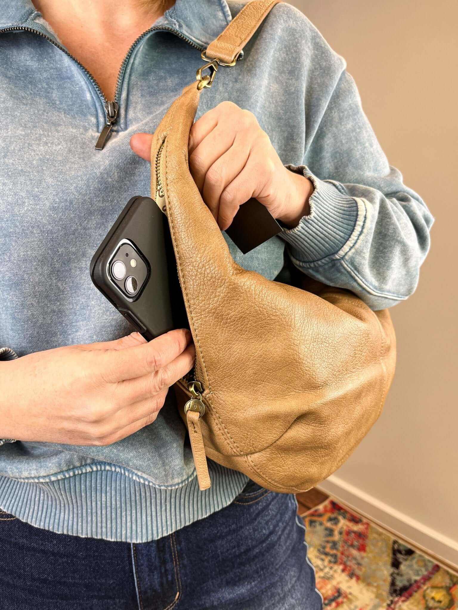 Rhea Slouchy Crescent Shoulder Crossbody Bag Purse Handbag