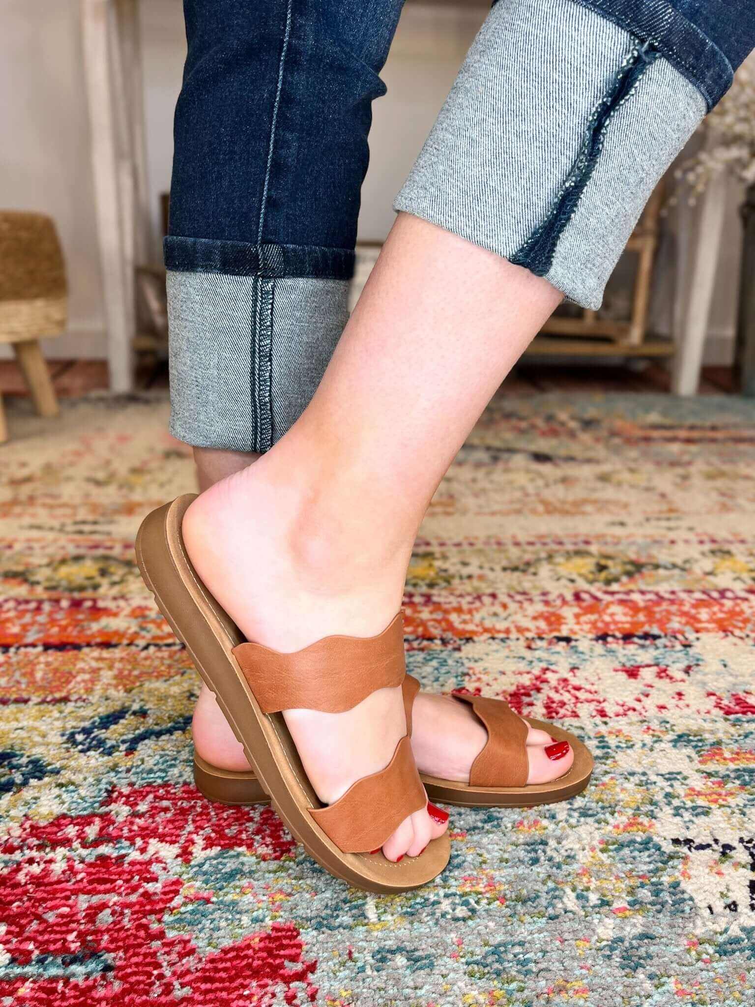 Corkys Footwear Wishy Washy Sandal Slide - Cognac