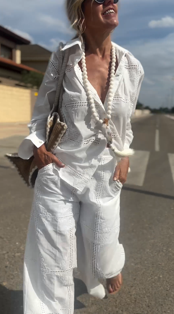 Summer Elegant Eyelet Oversized 2 Piece Sets