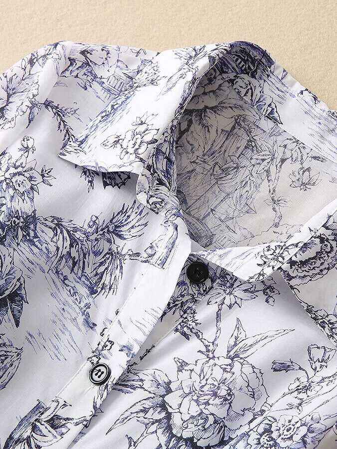 Stylish Elegant Floral Shirt Dress