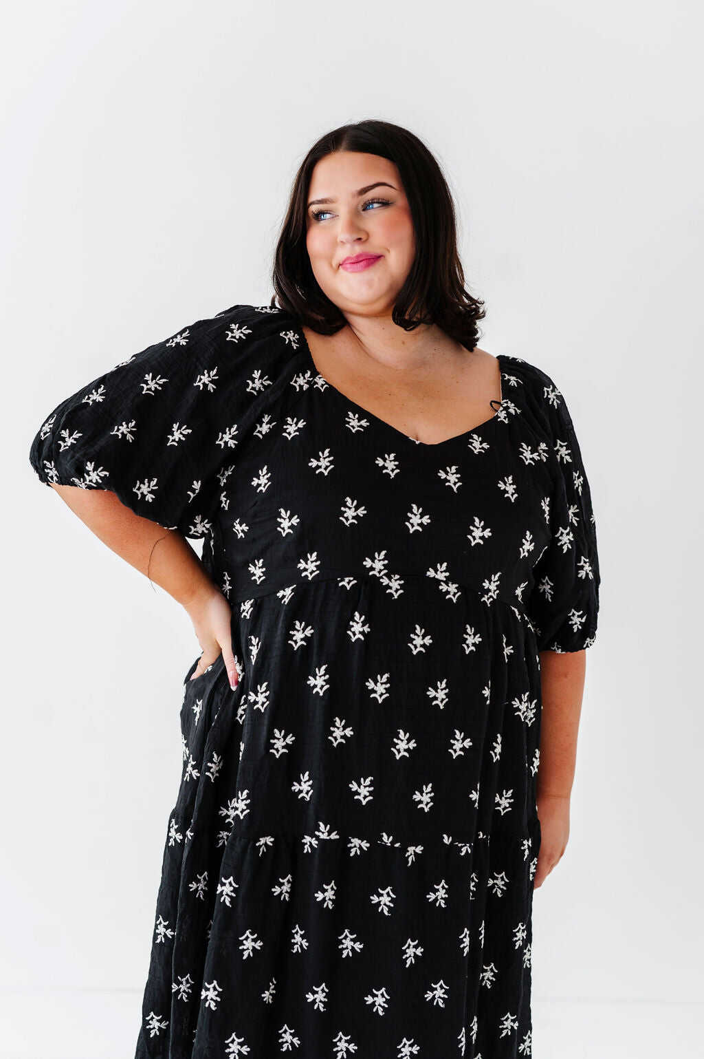 Pearl Midi Dress in Black - Size Small, Medium, & 3X Left