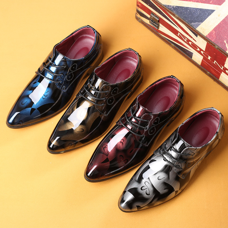 Fashion Office Men Dress Shoes Floral Pattern Men Formal Shoes Leather Luxury Fashion Groom Wedding Shoes Men Oxford Shoes