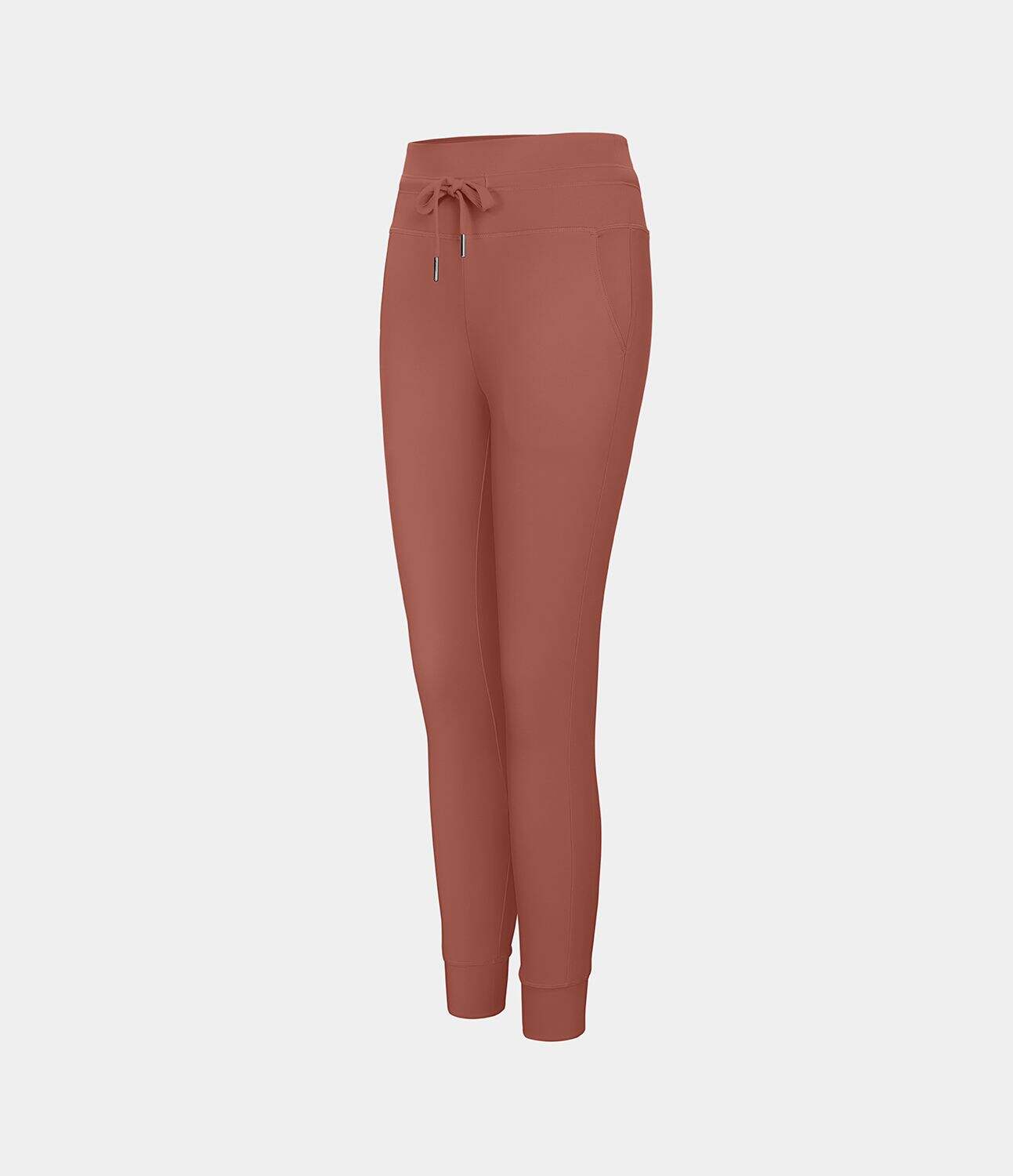 Airy High Waisted Drawstring Side Pocket Plain Cool Touch Full Length Joggers-UPF50+