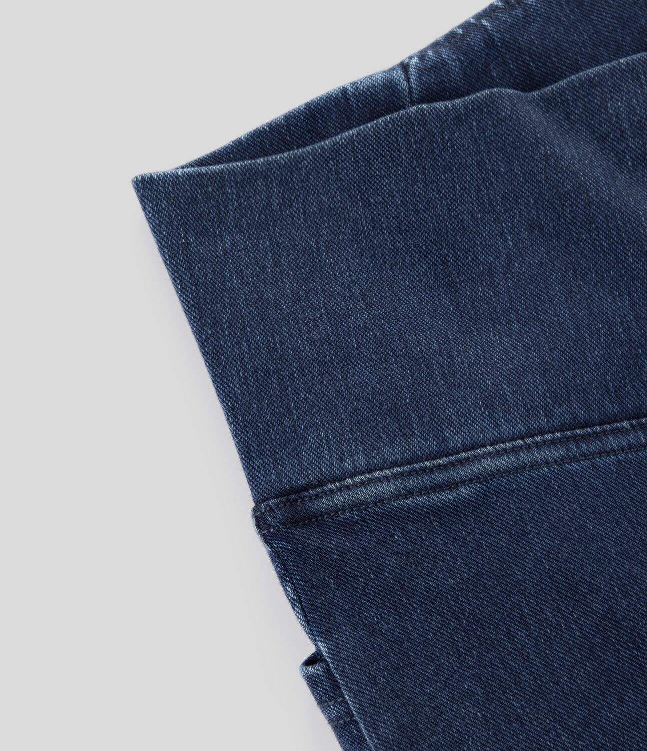 Crossover Side Pocket Washed Stretchy Knit Denim Work Leggings