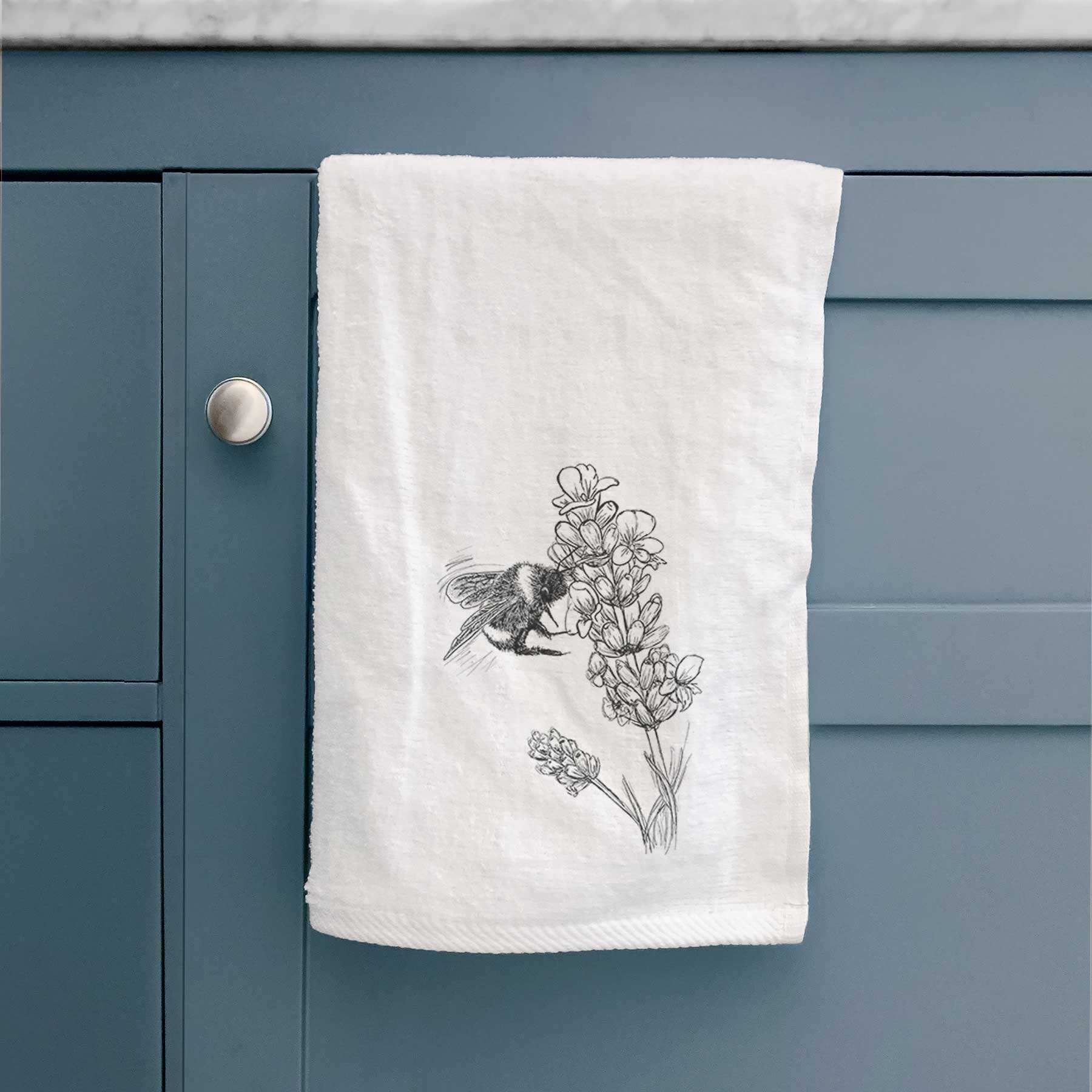 Bumblebee on English Lavender - Bombus Pensylvanicus Premium Decorative Hand Towel