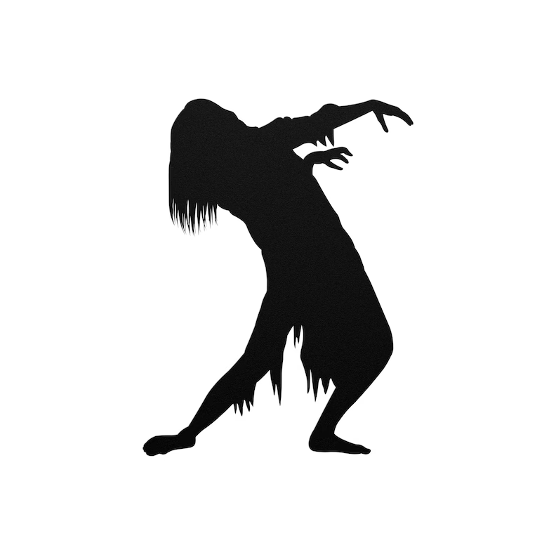 Zombie Woman in Nightgown Halloween Metal Sign