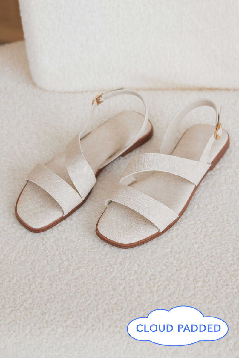 Charleey Irregular Strap Cloud Sandals in Waterproof Linen