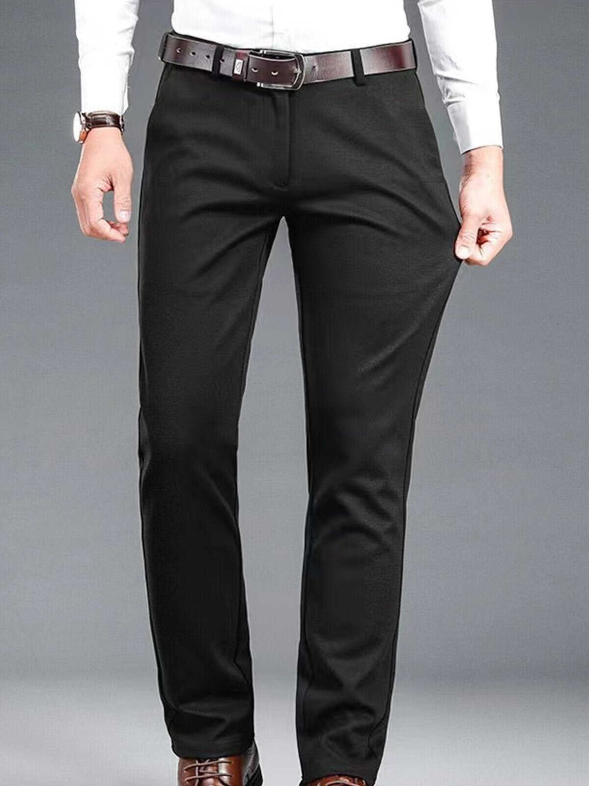 Double-Brushed Buttoned Waist Suit Pants