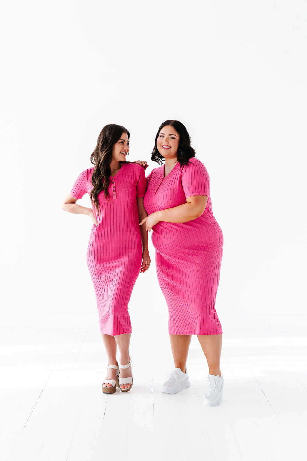 Harper Short Sleeve Dress in Hot Pink - Size XL, 1X, & 2X Left