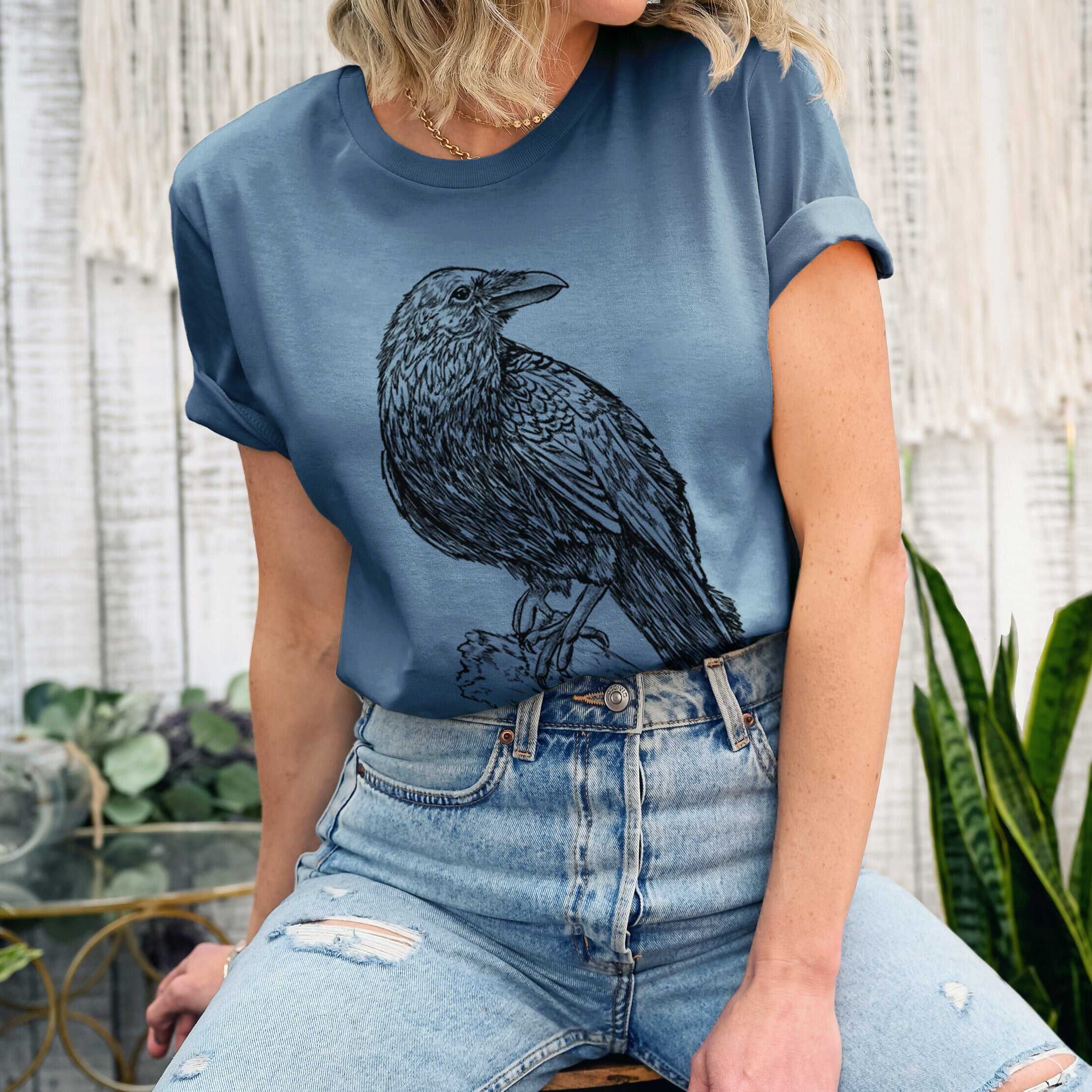 Corvus corax - Common Raven - Lightweight 100% Cotton Unisex Crewneck