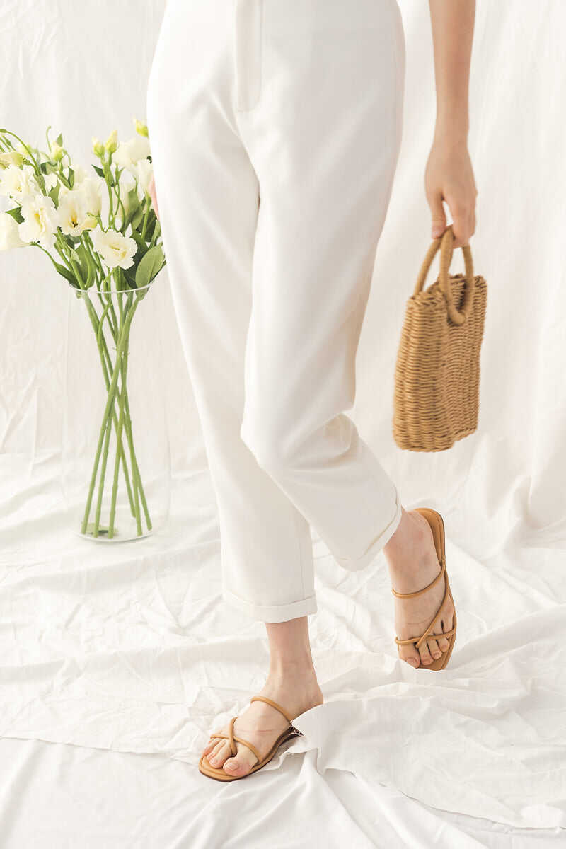 Strappy Sliders in Tan