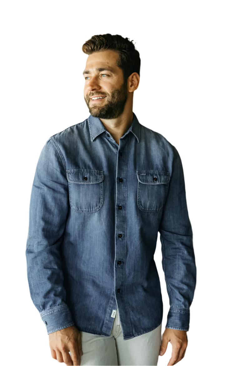 Kato The Brace Long Sleeve 7 Oz Denim Shirt