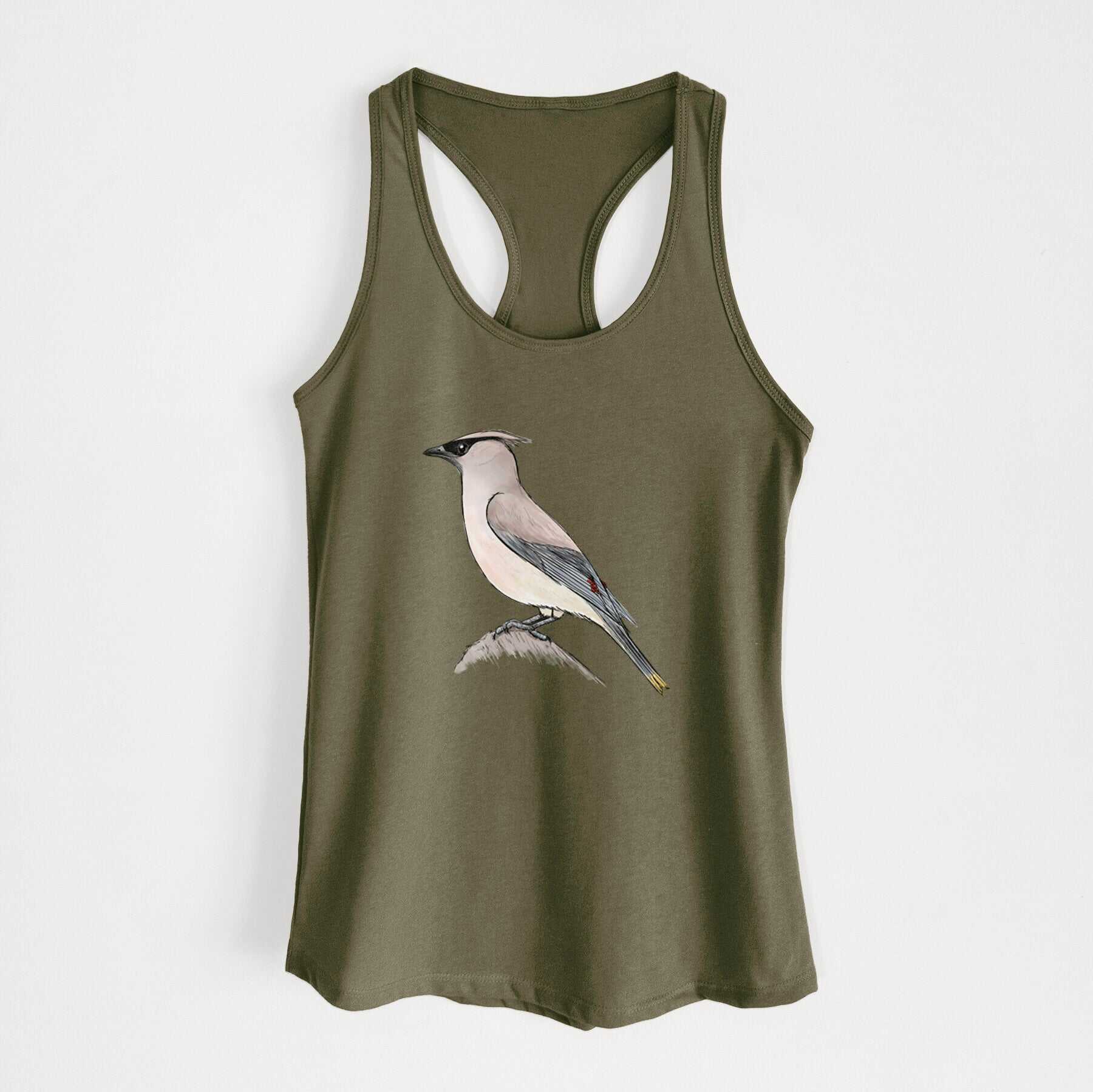 Vibrant Cedar Waxwing - Bombycilla cedrorum - Women's Racerback Tanktop