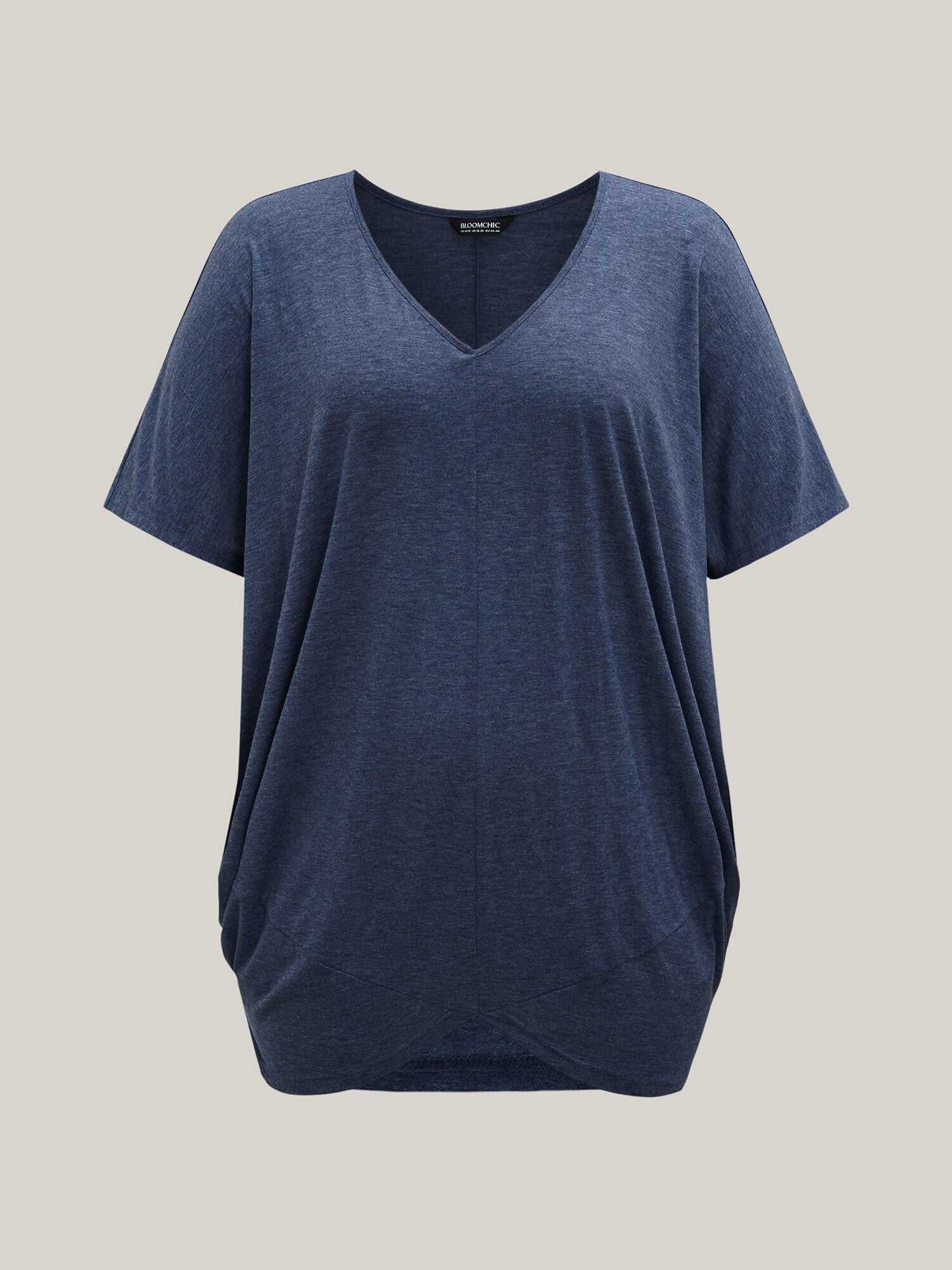 V-Neck Cocoon Pattern Plain Top