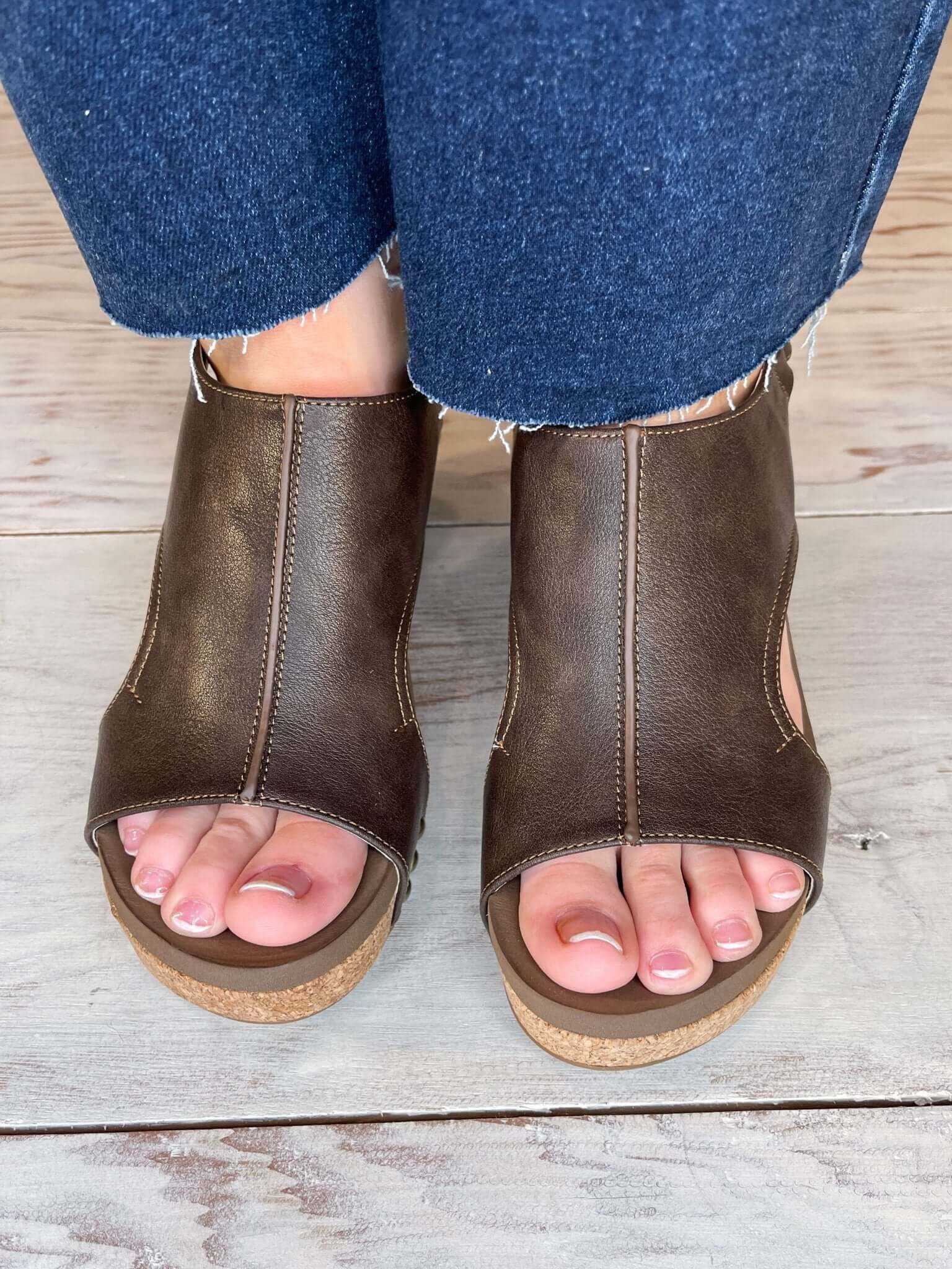 Corky's Footwear Carley Wedge Sandal - Chocolate Smooth