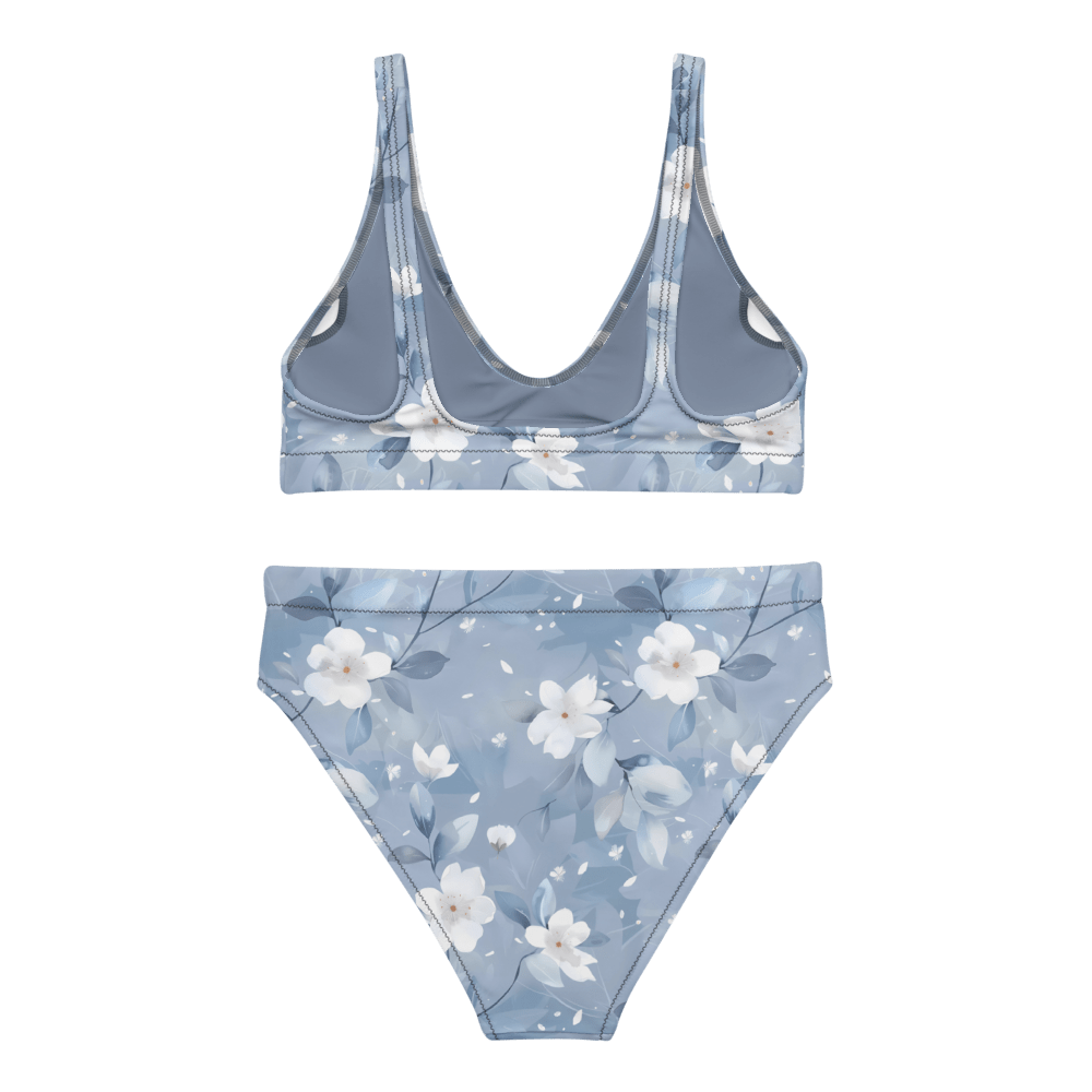 Recycled High-Waisted Bikini, Floral Ocean's Whisper