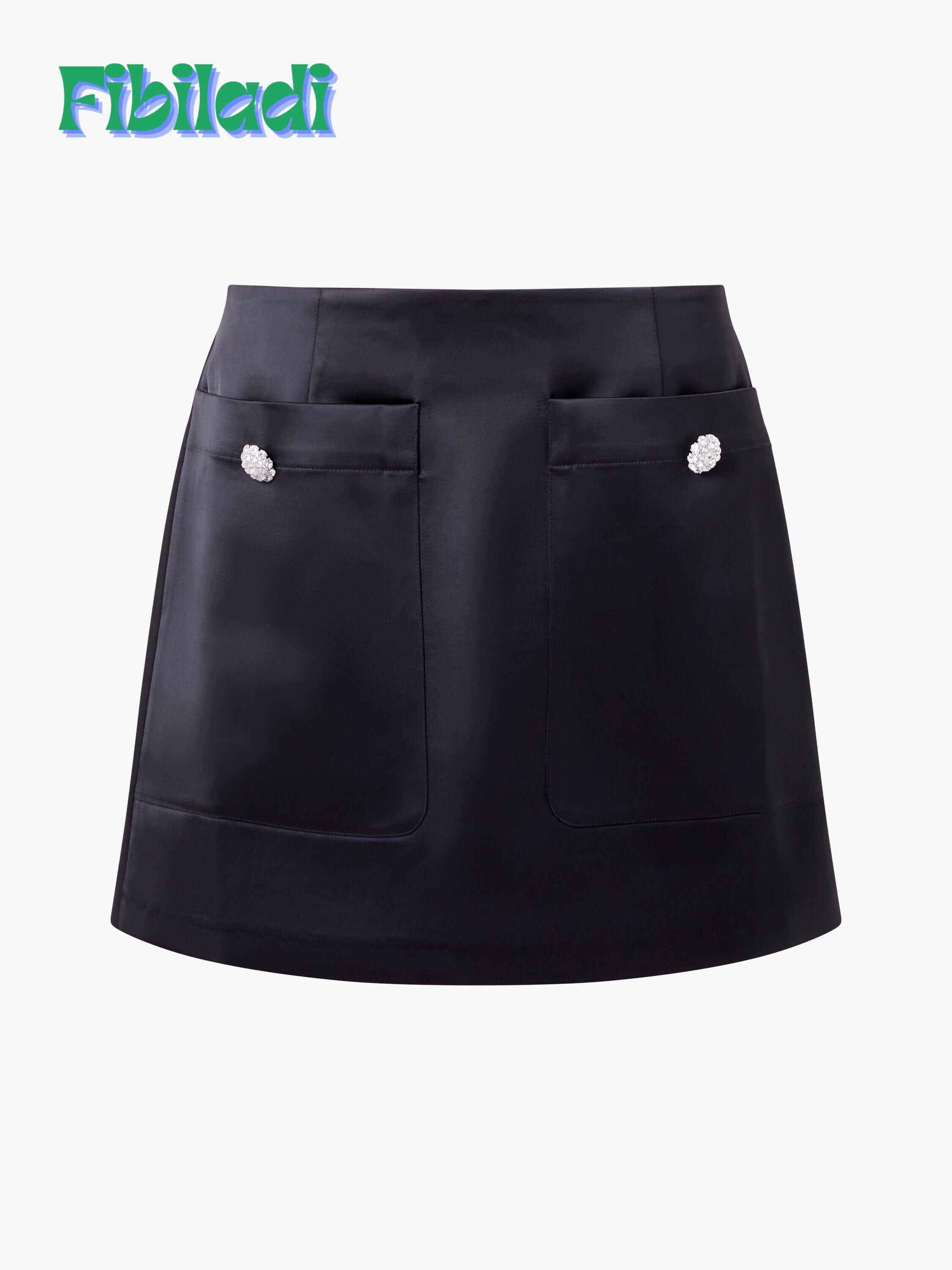 Carey Satin Embellished Pocket Mini Skirt