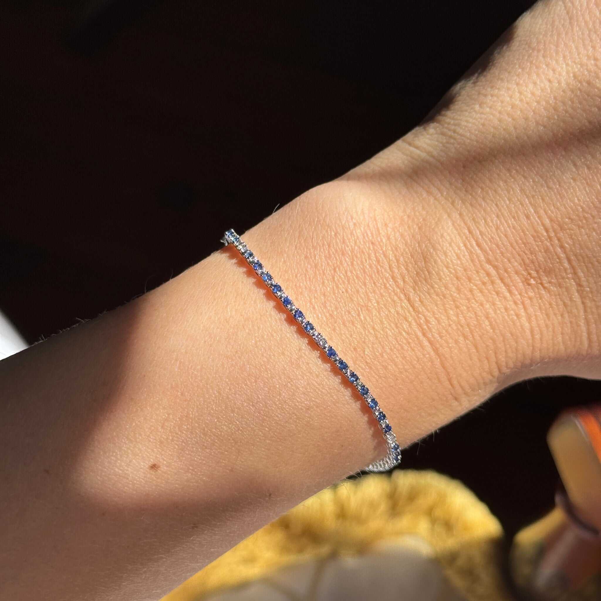 Sapphire & Diamond 14K White Gold Tennis Bracelet