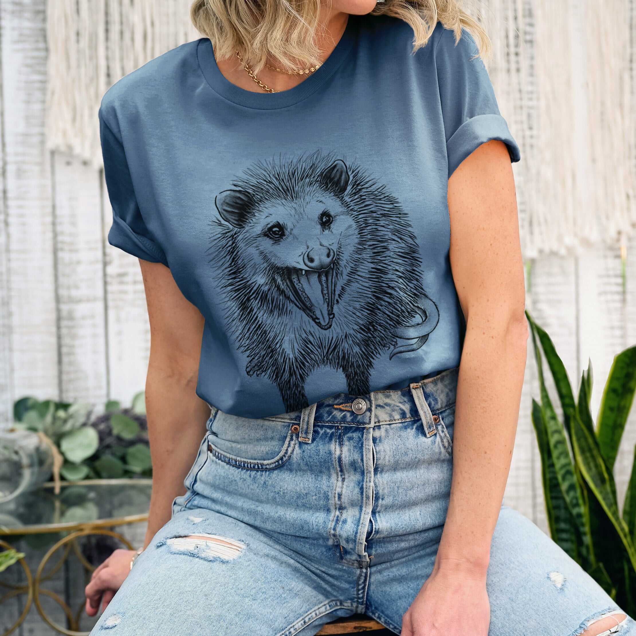 Hissing Opossum - Didelphidae - Lightweight 100% Cotton Unisex Crewneck