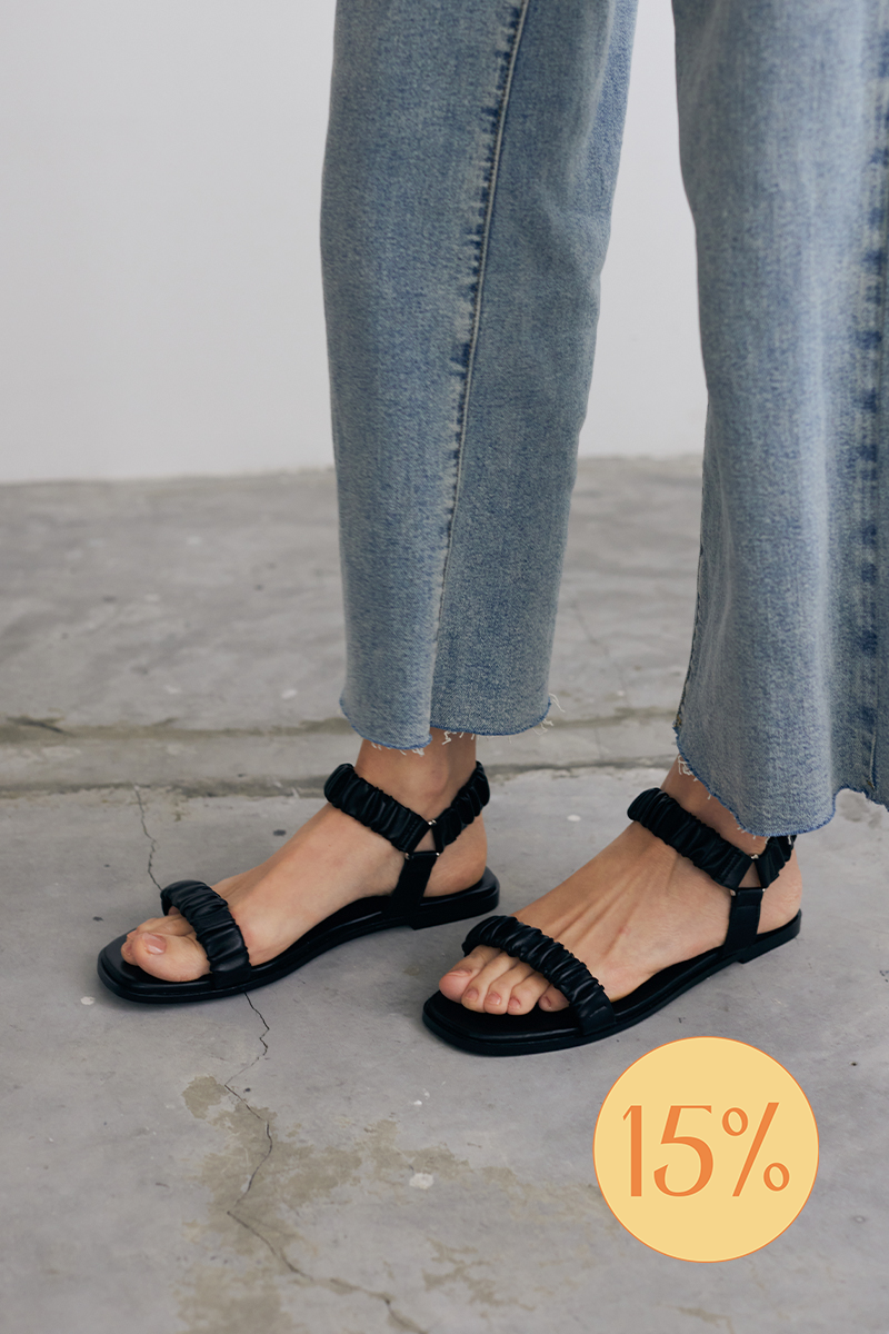 Juno Ruching Sports Sandals in Black