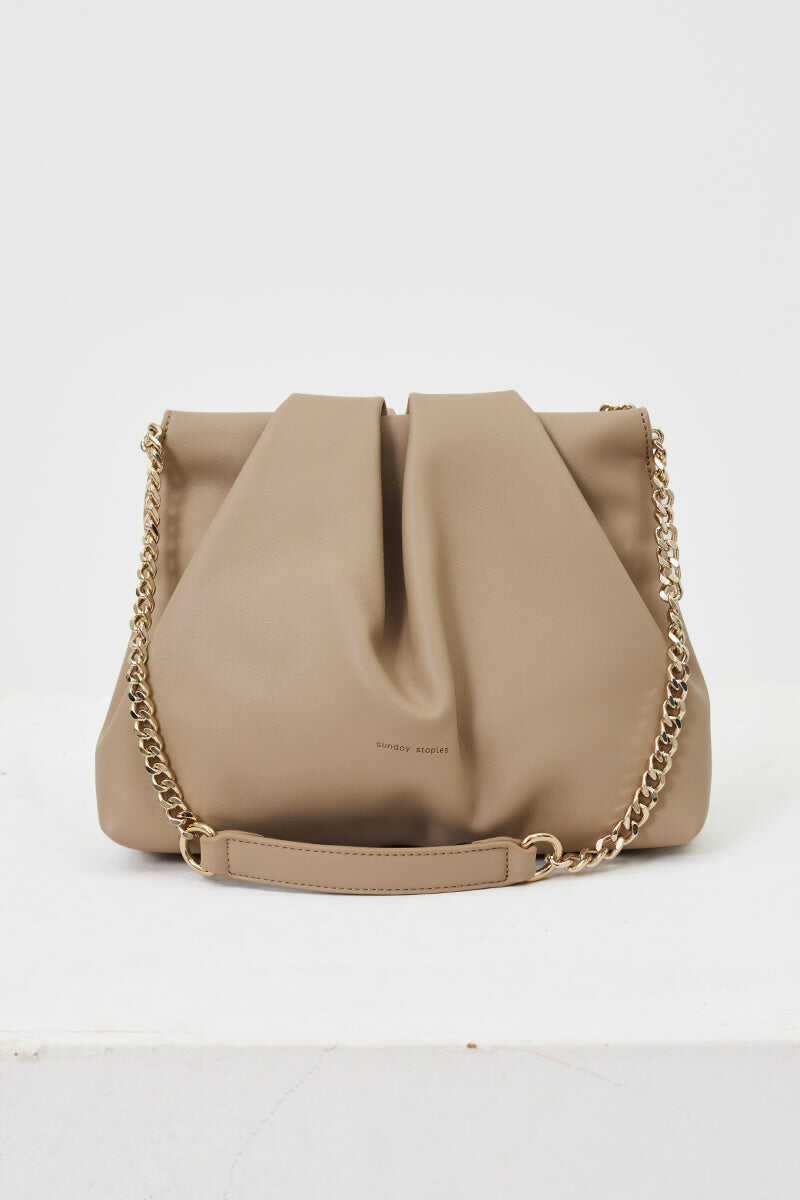 Mantou Ruched Bag in Taupe