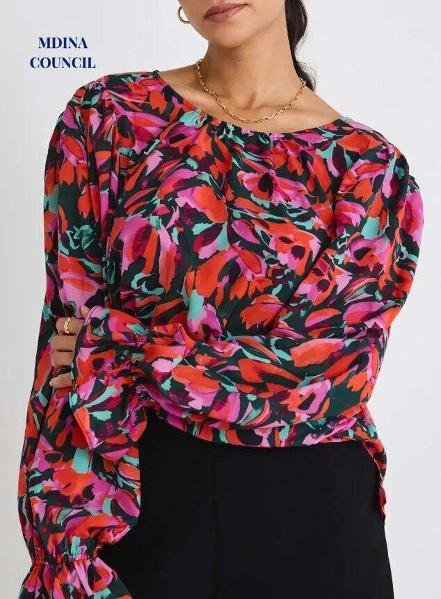 Endless Multi Pink Ocean Blouson Sleeve LS Top