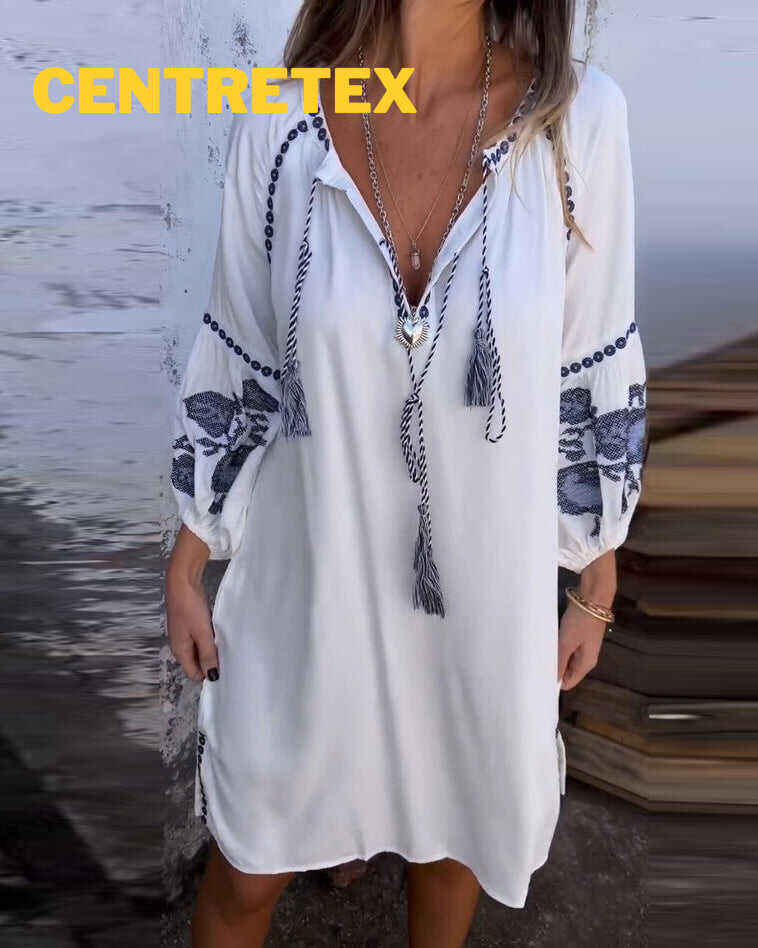casual retro temperament embroidered skirt plus size