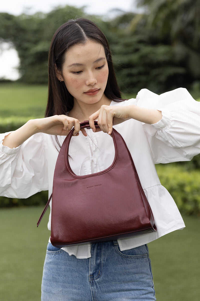 Fuji Small Hobo Bag in Ruby