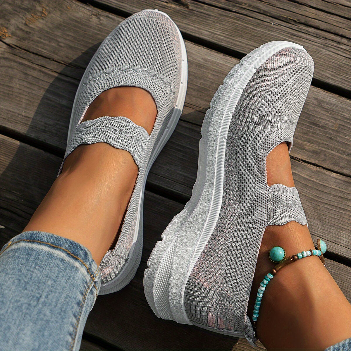Women's Stylish Knitted Sneakers, Lightweight Soft Sole Walking Slip On Shoes, Breathable Low-top Daily Footwear