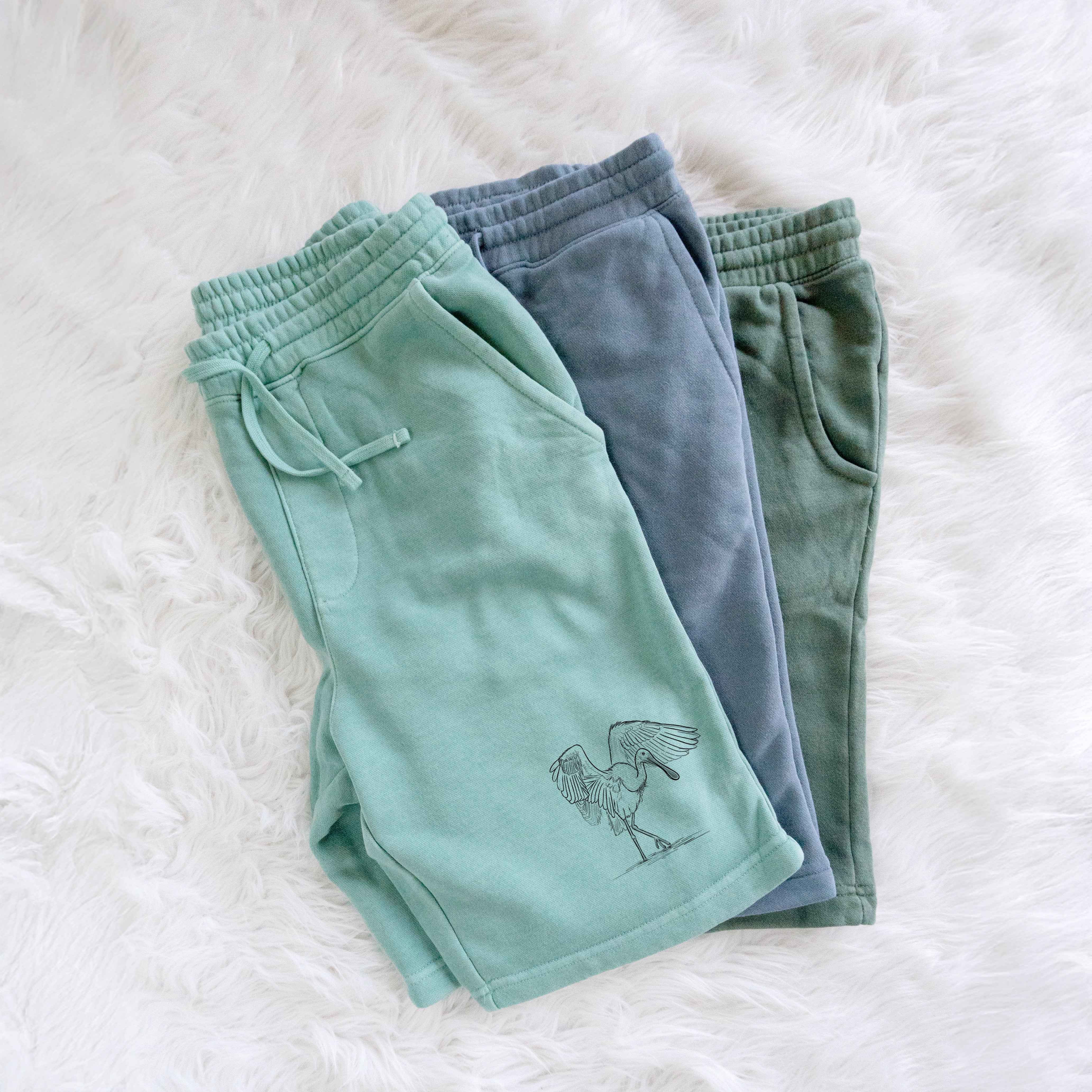 Roseate Spoonbill - Platalea ajaja - Unisex Pigment Dyed Shorts