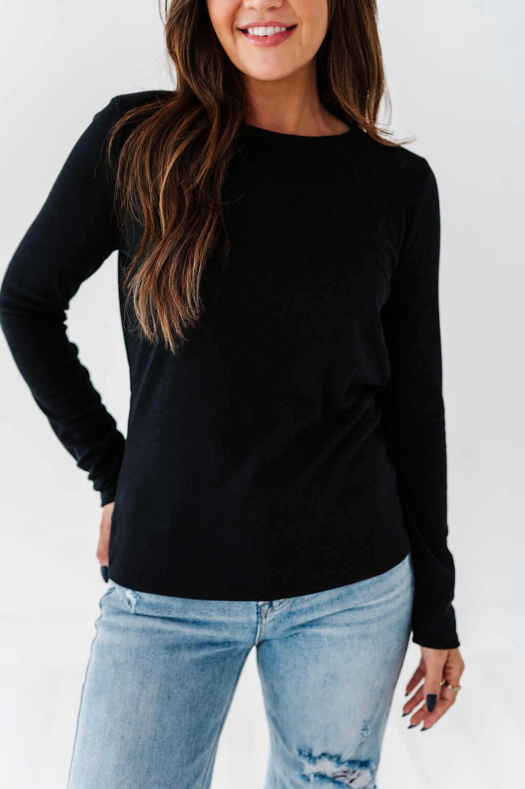 Kori Basic Ribbed Top in Black