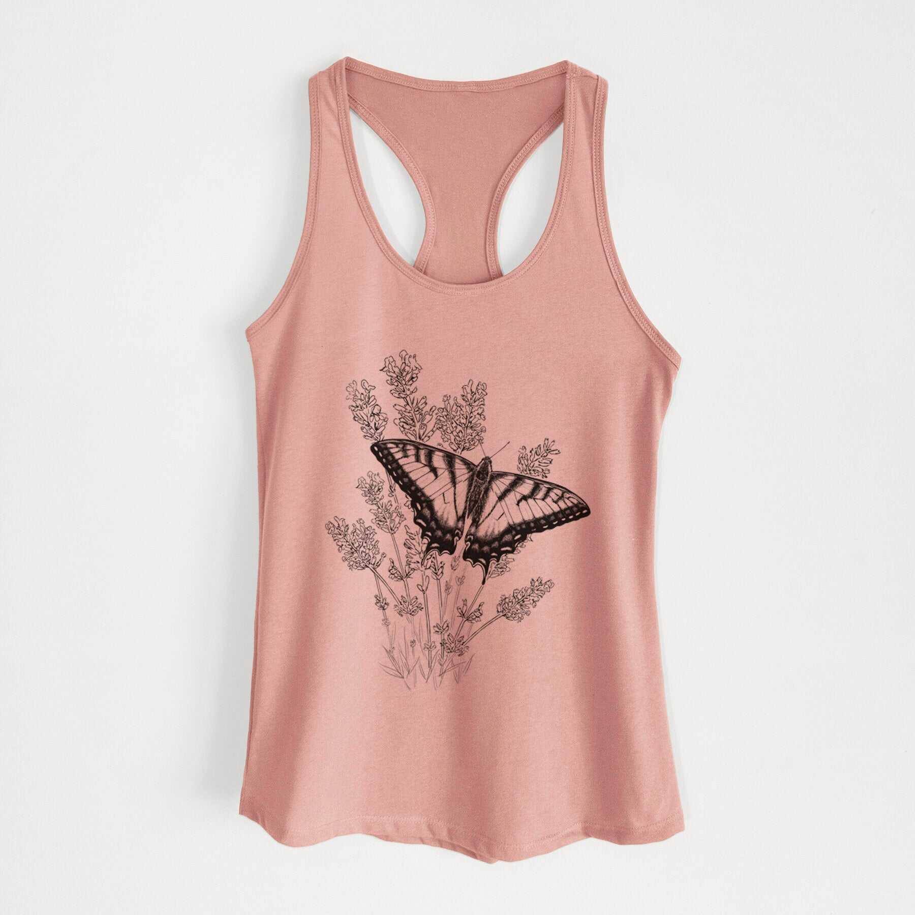 Eastern Tiger Swallowtail with Lavender - Women's Racerback Tanktop