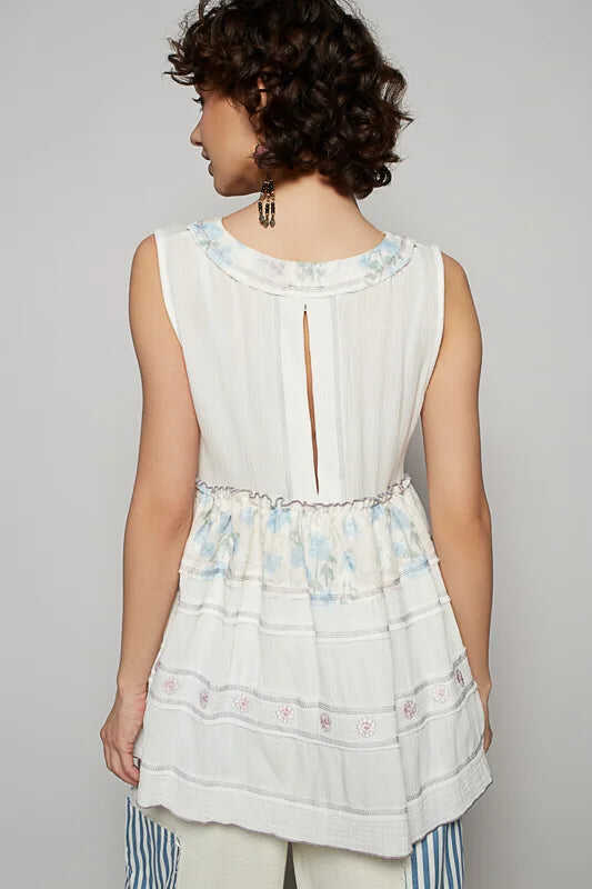POL White & Floral Sleeveless Top *Final Sale*