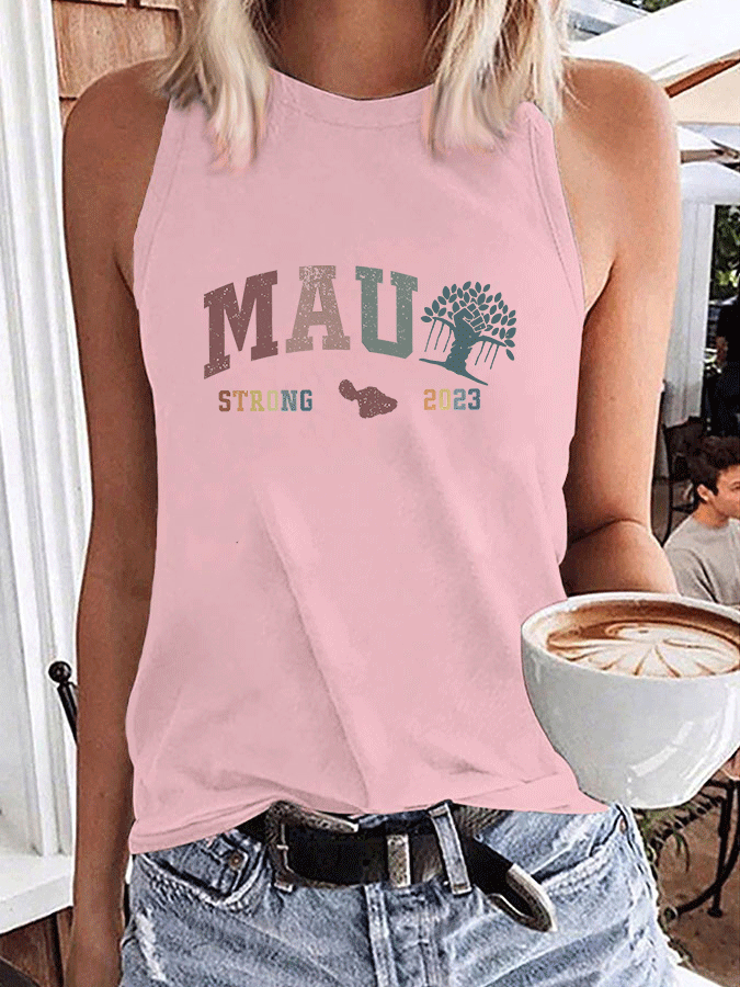 Women's pray for maui lahaina print casual tank top